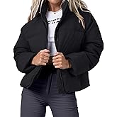 URMOSS Women's Winter Cropped Puffer Jacket 2023 Long Sleeve Lightweight Zip Short Jacket Coat with Pockets