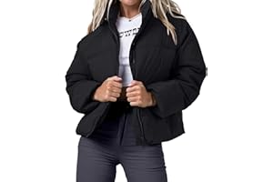 URMOSS Women's Winter Cropped Puffer Jacket 2023 Long Sleeve Lightweight Zip Short Jacket Coat with Pockets