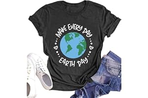 CONTEKK Womens Make Every Day Earth Day T Shirt Earth Day Graphic Tee Save The Planet Environmental Shirt