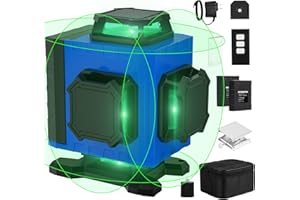 OMMO Laser Level, 16 Lines Green Laser Level Self Leveling Tool, 150ft Laser Level 360 Line Laser Two Vertical and Two Horizontal Lines with 4500mAh Rechargeable Battery/Remote Control