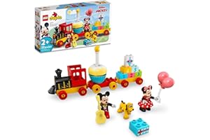 LEGO DUPLO Disney Mickey & Minnie Mouse Birthday Train Toy - Building Blocks for Toddlers, Ages 2+ - Pretend Play Learning Toy for Girls & Boys - Gift for Birthday - 10941