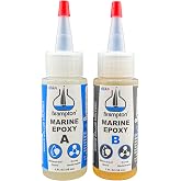 Brampton Marine Epoxy, 5-Min Work Life, 1 Hour Full Cure, Extra Strength, Waterproof, Chemical-Resistant, Ideal Boat Accessories for Any Wet Surfaces, Easy 1:1 Mix, 4 oz