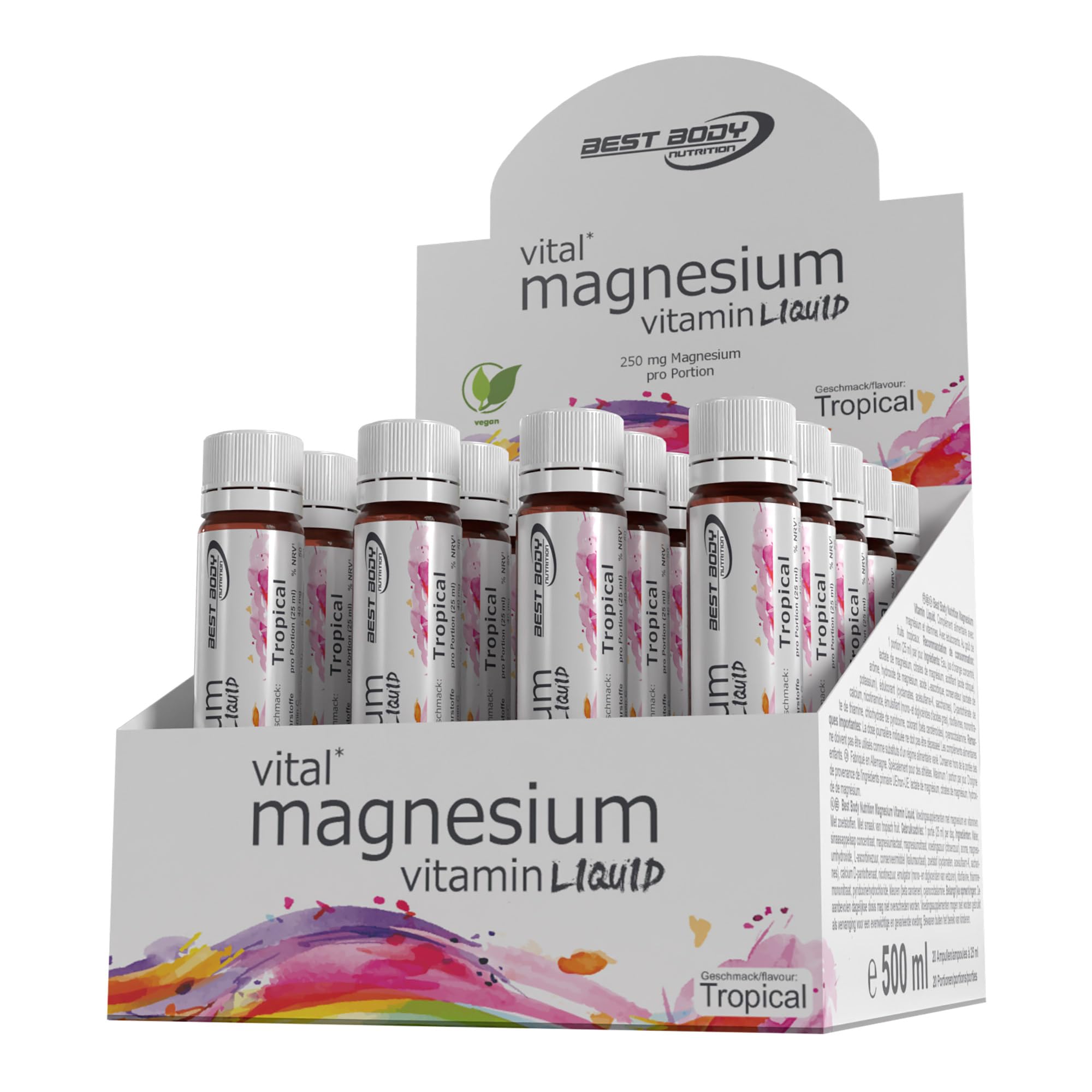 Best Body Nutrition Vitamins Magnesium Ampullae - 500ml (20 x 25ml), Tropical