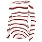 LOMON Maternity Shirts Long Sleeve Thermal Tops Side Ruched Casual Tshirt Crewneck Fleece Base Layer for Pregnant Women