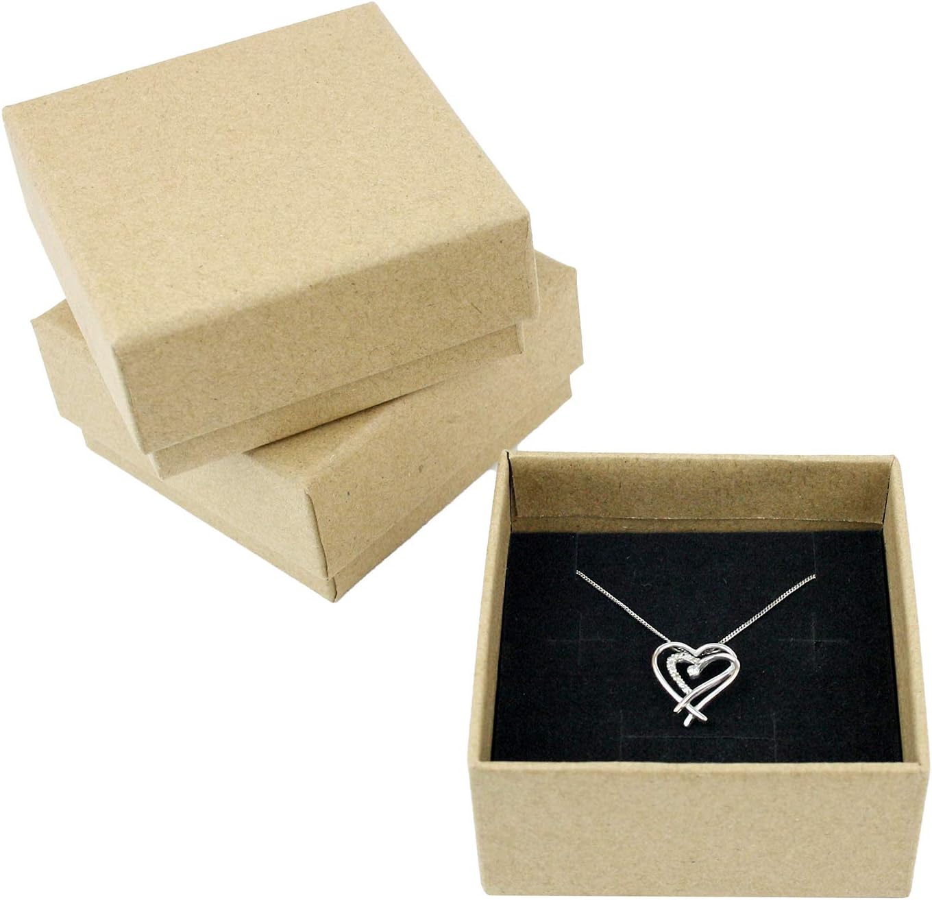 Emartbuy Set of 24 Brown Cardboard Jewellery Pendant Boxes, Ring Boxes, Gift Box for Anniversaries Weddings, Birthdays Size - Image 3