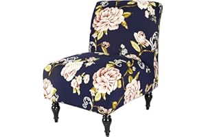 Jusmate Armless Accent Chair Cover Slipcover, Stretch Chair Slipper Super Fit Armless Chair Furniture Protector Cover Slipcover for Living Room Hotel (Flower Navy)