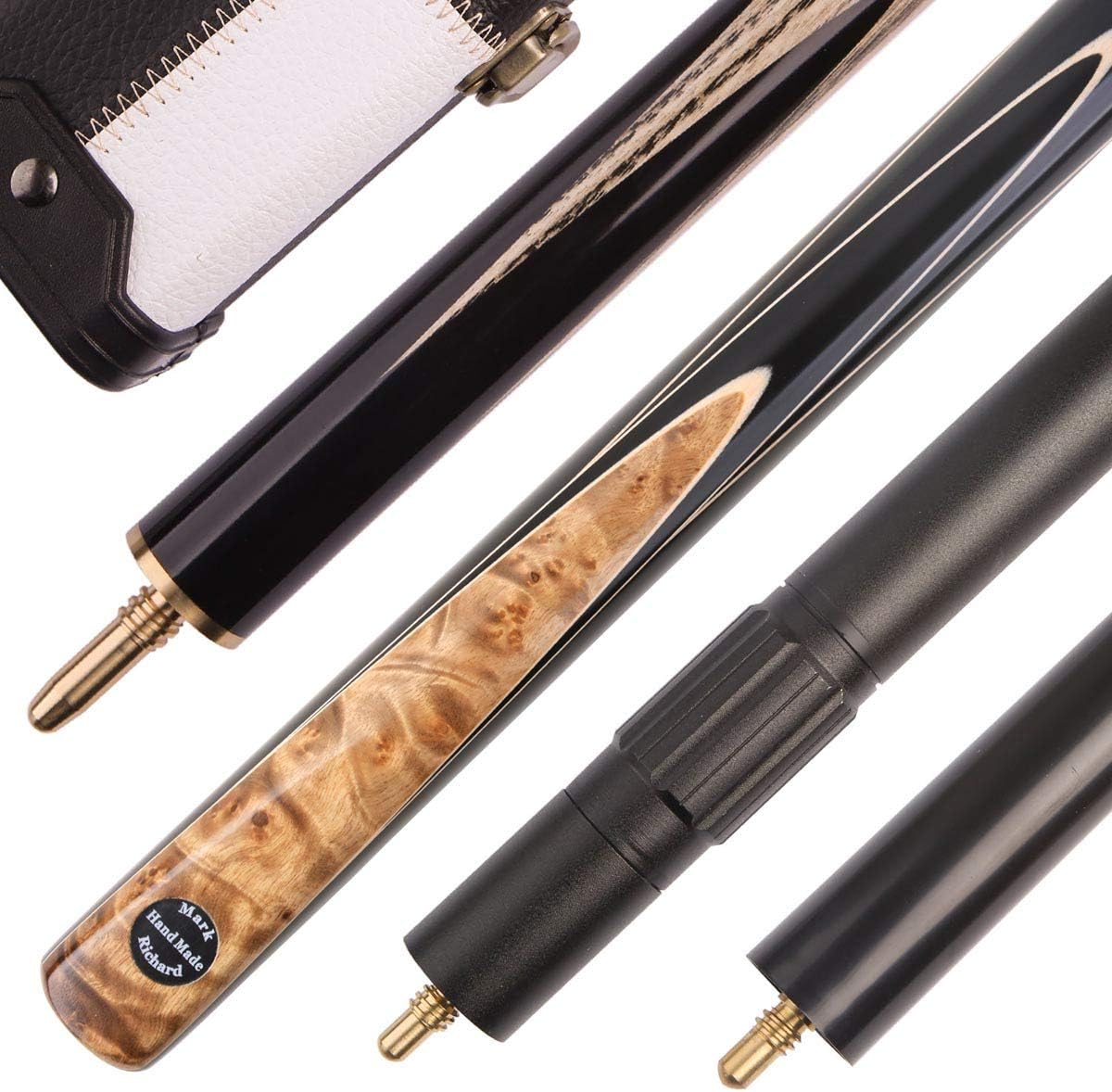 Mark Richard 3/4 Piece 57 Inches 60 Inches Handmade Snooker Cue Kit - Aluminium - Leather Case - Ash Shaft