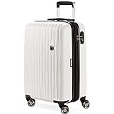 SwissGear 7272 Energie Expandable Hardside Luggage with Spinner Wheels and TSA Lock, White, Carry-On 19-Inch