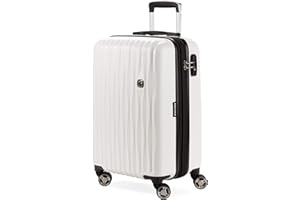 SwissGear 7272 Energie Expandable Hardside Luggage with Spinner Wheels and TSA Lock, White, Carry-On 19-Inch