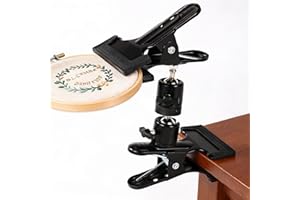 Metal Embroidery Hoop Holder, Adjustable 360° Rotated Cross Stitch Lap Stand Table Kit Clamp Hands-Free Needlepoint Support A