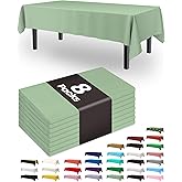 Pureegg Plastic Table Cloth Disposable 8 Pack, 54 x 108 Inch Table Cloths, Easter Party, Decorative Tablecloths, Rectangle, Light, Pastel Plastic Cover, Leakproof & Sturdy, Sage Green