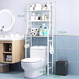 Holdfiturn Over Toilet Storage Unit 3 Tier White Iron Bathroom Shelf Organizer view 2