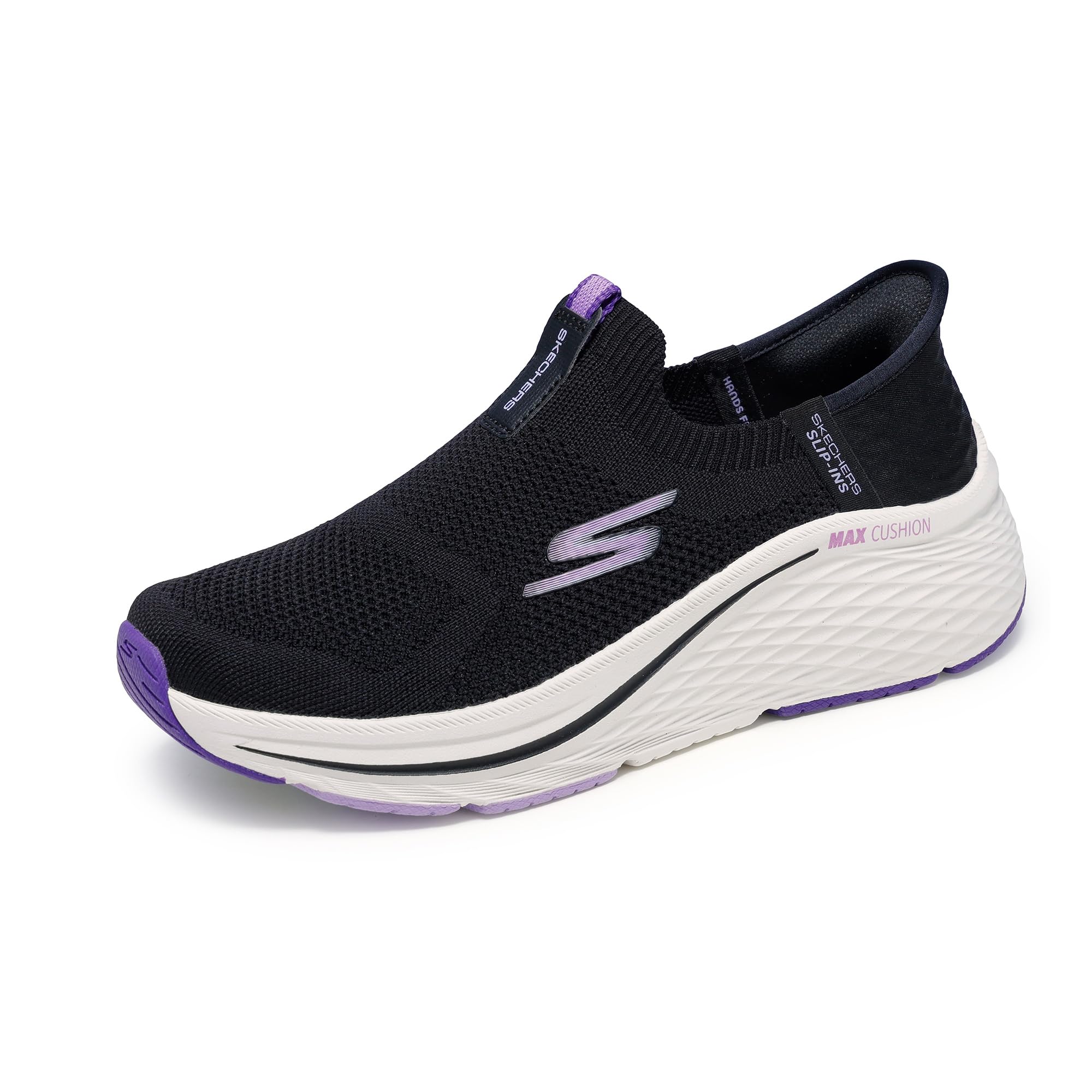 Skechers Women's Max Cushioning Elite 2.0 Eternal Hands Free Slip-ins Sneaker, Black/Purple, 10 Image