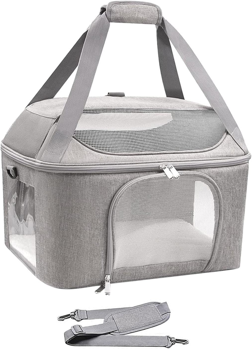 Photo 1 of Large Cat Carrier for 2 Cats, Soft Pet Carrier Escape Proof & Breathable with Bubble Window, Comfortable for Hiking, Travel, Vet Visit Up to 20 lbs, Collapsible Travel Dog Carrier Bag,