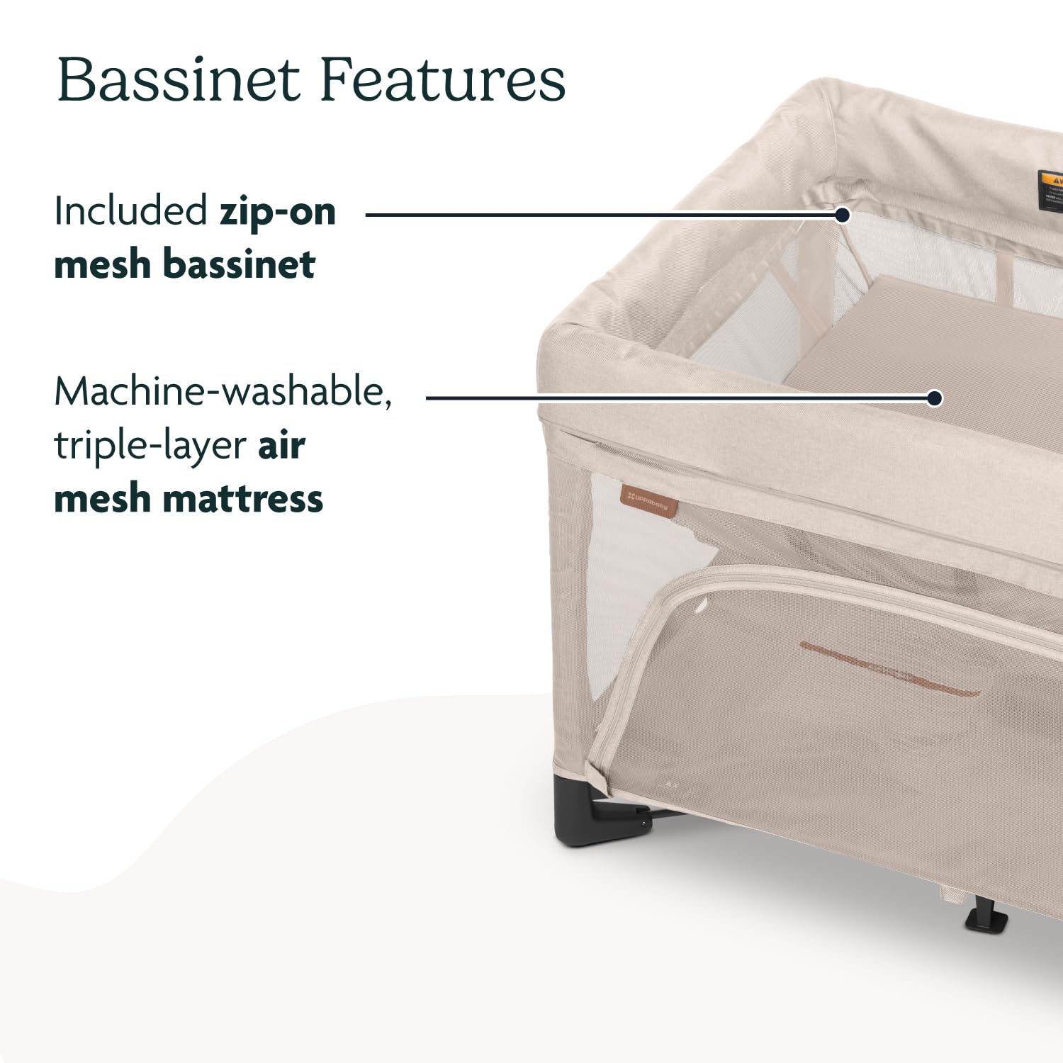 UPPAbaby Remi Playard | Deluxe 3-in-1 Portable Playard, Bedside Bassinet + Travel Crib| Mesh Bassinet, Mattress, Organic Cotton Mattress Cover + Storage Bag Included | Charlie (Sand Mélange)