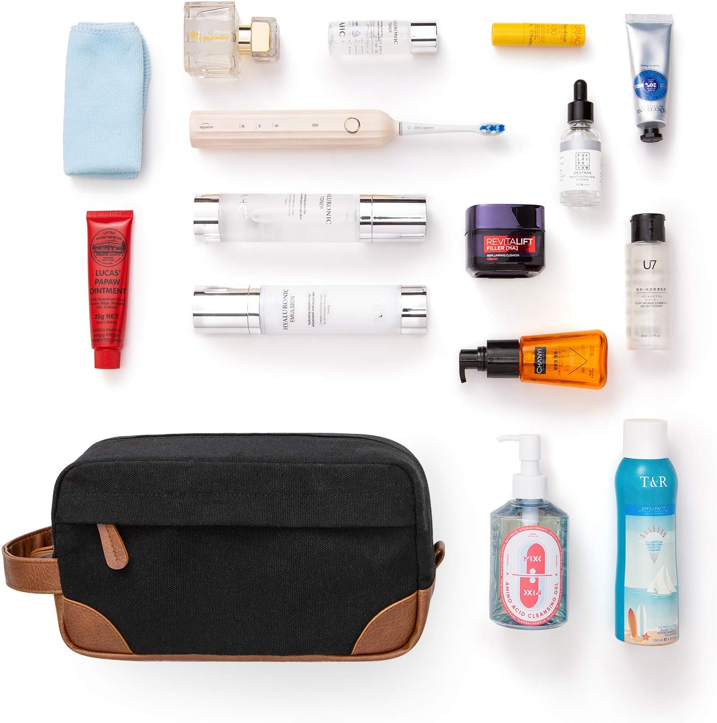 Vorspack Toiletry Bag Hanging Dopp Kit for Men Water Resistant Canvas Shaving Bag with Large Capacity for Travel- Black
