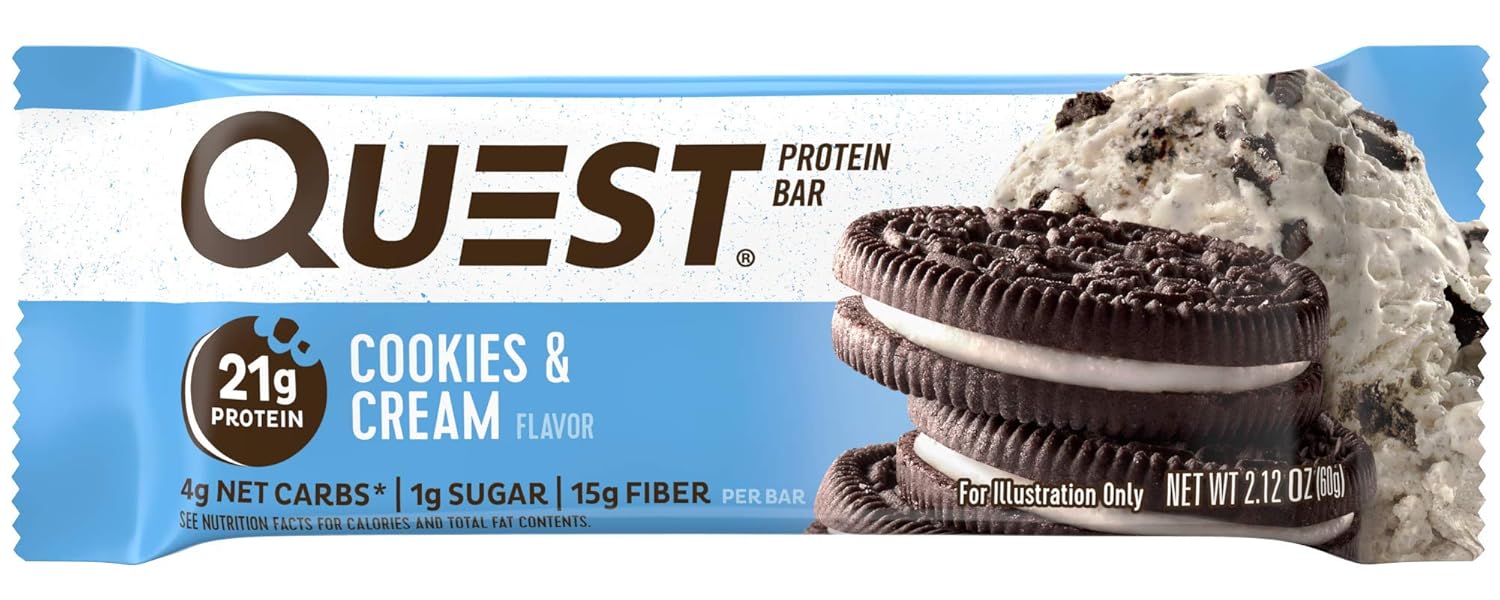 Quest Nutrition Cookies & Cream Protein Bar, High Protein