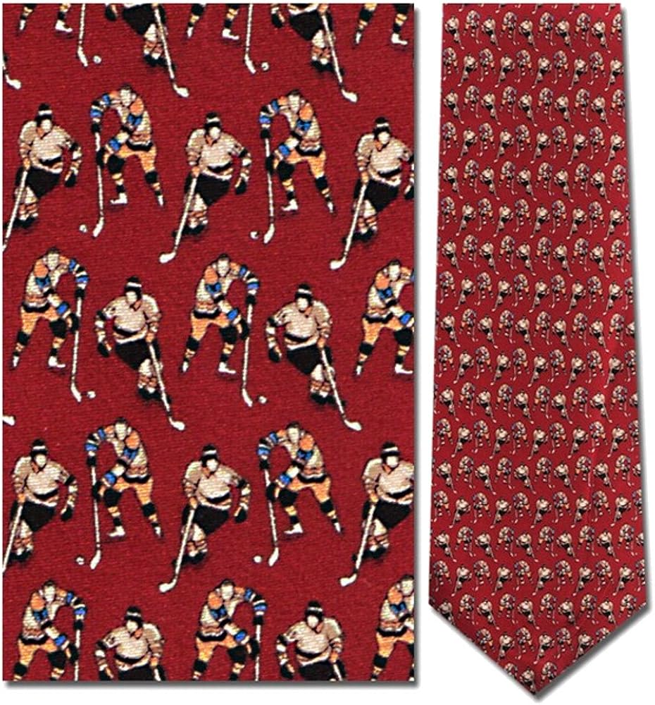 Men's 100 Silk Red Hockey Player Skating Sports Tie Necktie at Amazon