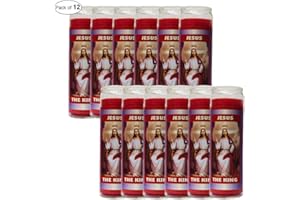 Glass Candle Red- Jesus The King (Pack of 12)