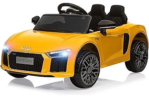 HARMOHABY 12V Kids Ride On Toy Car, Ride On Car with Remote Control, Licensed by Audi, Power Battery Electric Vehicles, for 3-8 Years Old Boy Girl Gift - Yellow