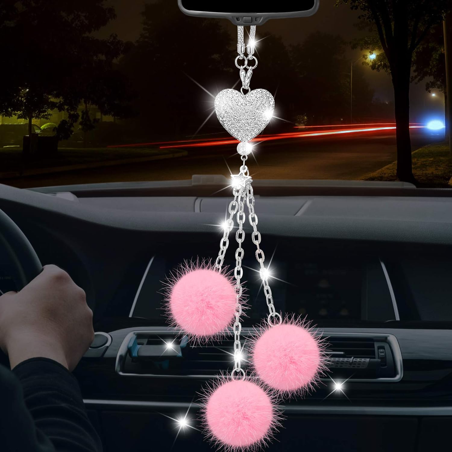 Bling Car Accessories for Women Interior Cute Hanging Rear View Mirror
