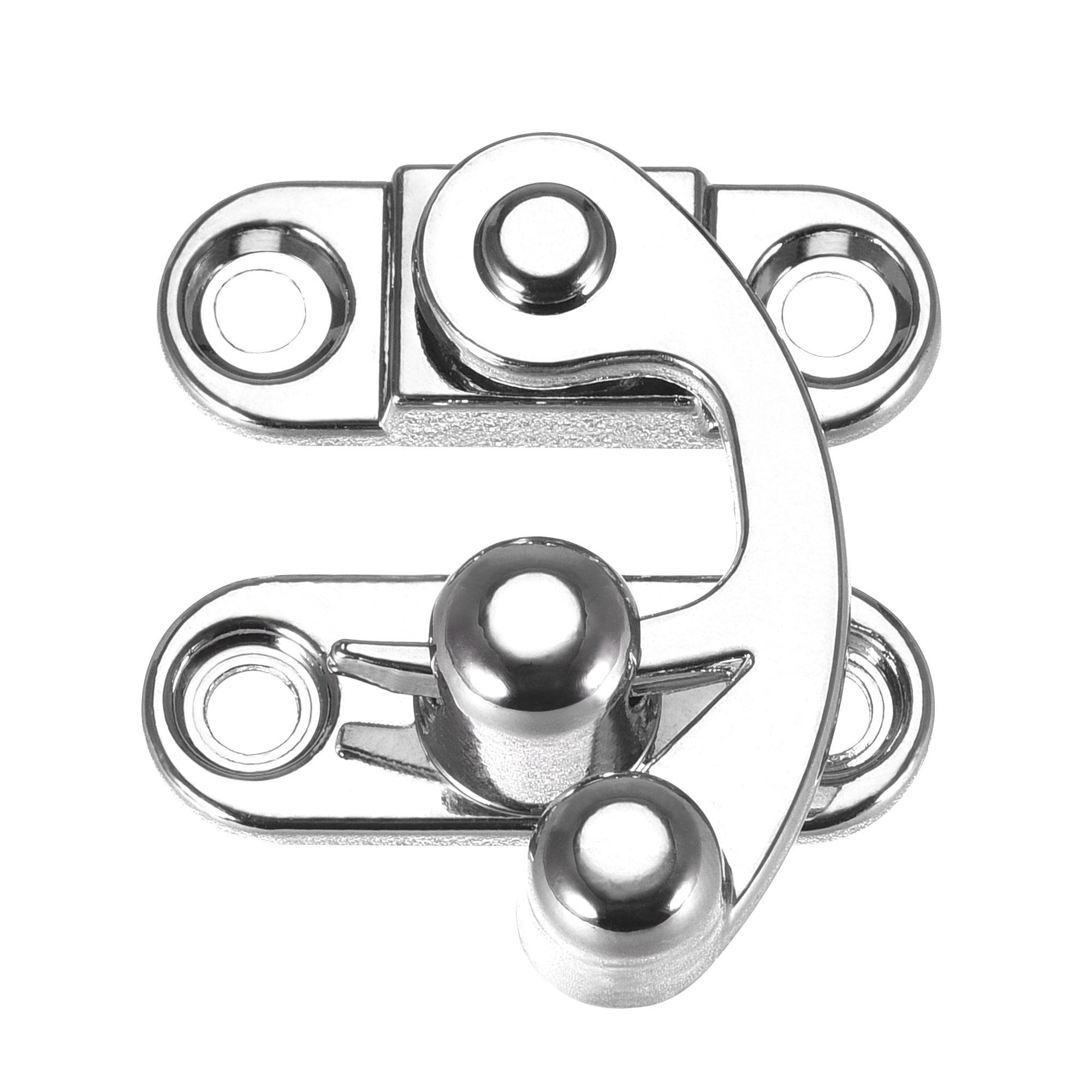 sourcing map Antique Vintage Lock Clasp Right Latch Hook Hasp 32mmx28mm Swing Arm Latch Silver Tone 5 Pcs