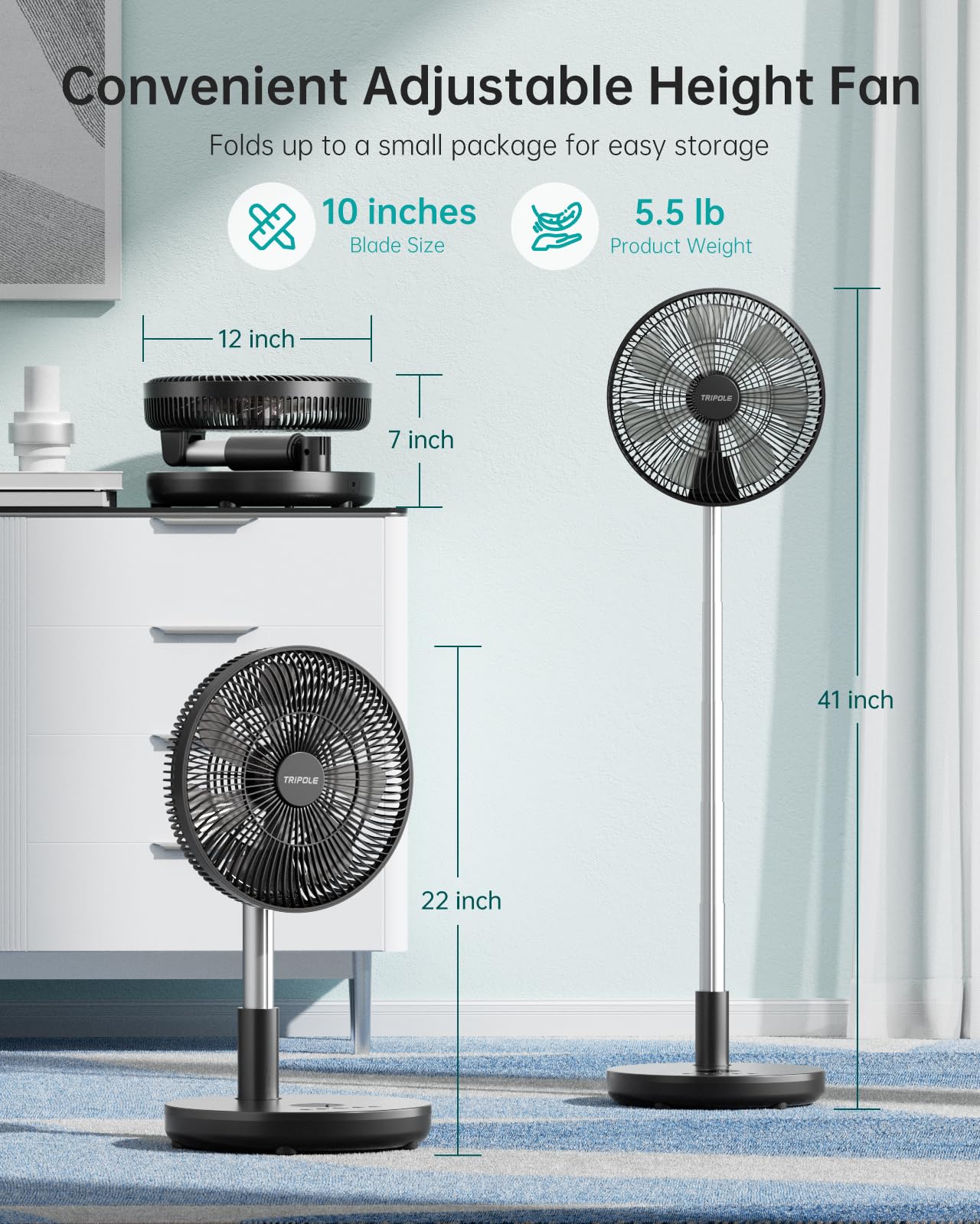 TriPole Foldable Standing Fan 12