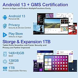 Tablet 10 inch Android 13 Octa-Core 2.0 GHz, 2 in 1