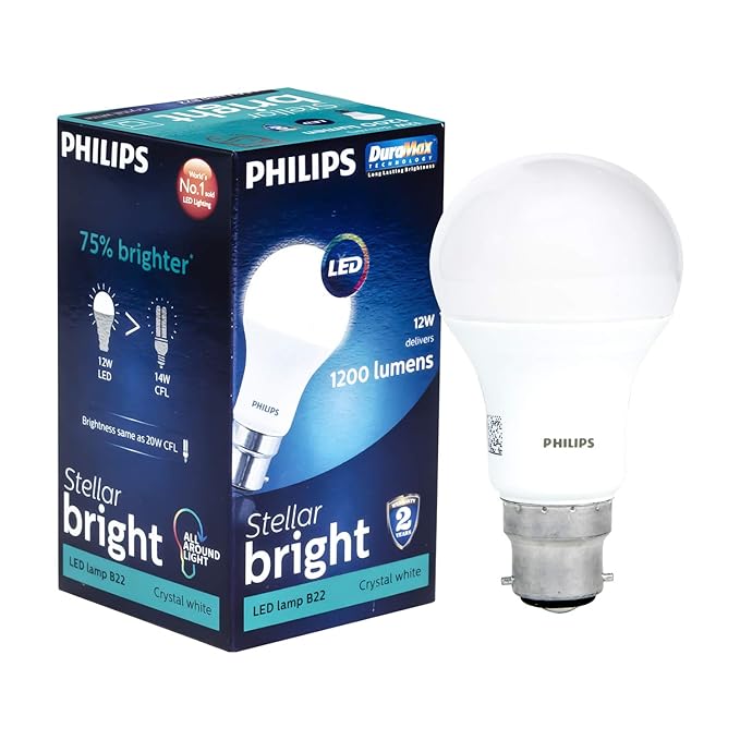 Philips StellarBright 12-Watt LED Bulb B22 Base (Crystal White, Pack of 1)