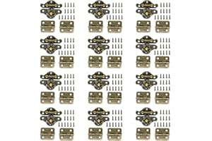 XFYBZN 24Pcs Jewelry Box Hinges 12Pcs Antique Latch Hook Hasp Small Box Hardware Decorative Wooden Box Hinges and Latches with Screws DIY for Wood Gift Chest Box Wine Box Storage Box, Bronze Engraved