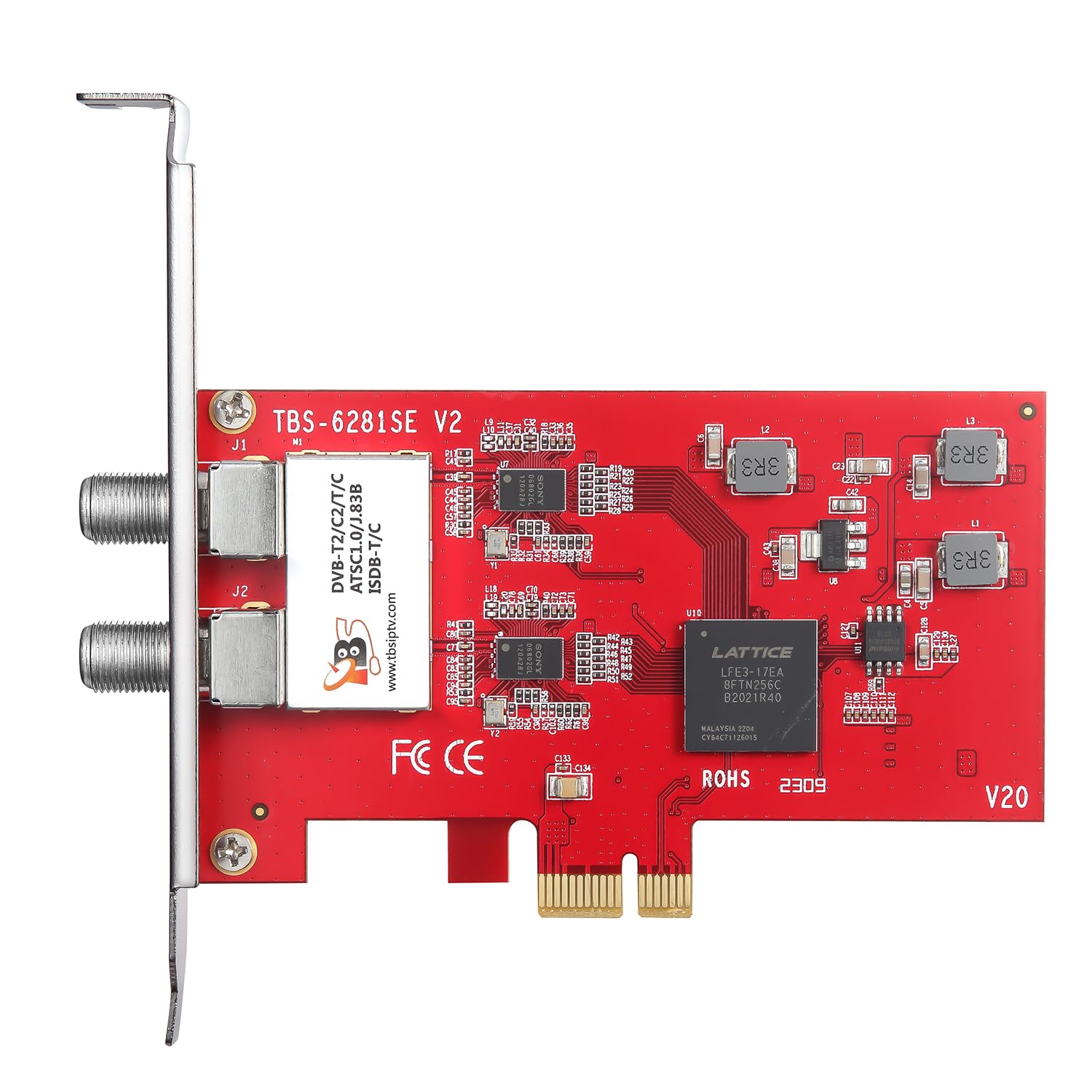TBS 6281-SE Dual Terrestrial HD Low-profile PCIe TV Tuner Card (DVB-T2)