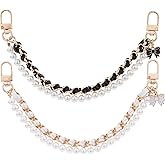 LuneClat Pearl Chain for Bag Charm - 2Pcs Cherry Bow Handle Straps Metal Replacement Chains for Handbags Purses Shoulder Bags