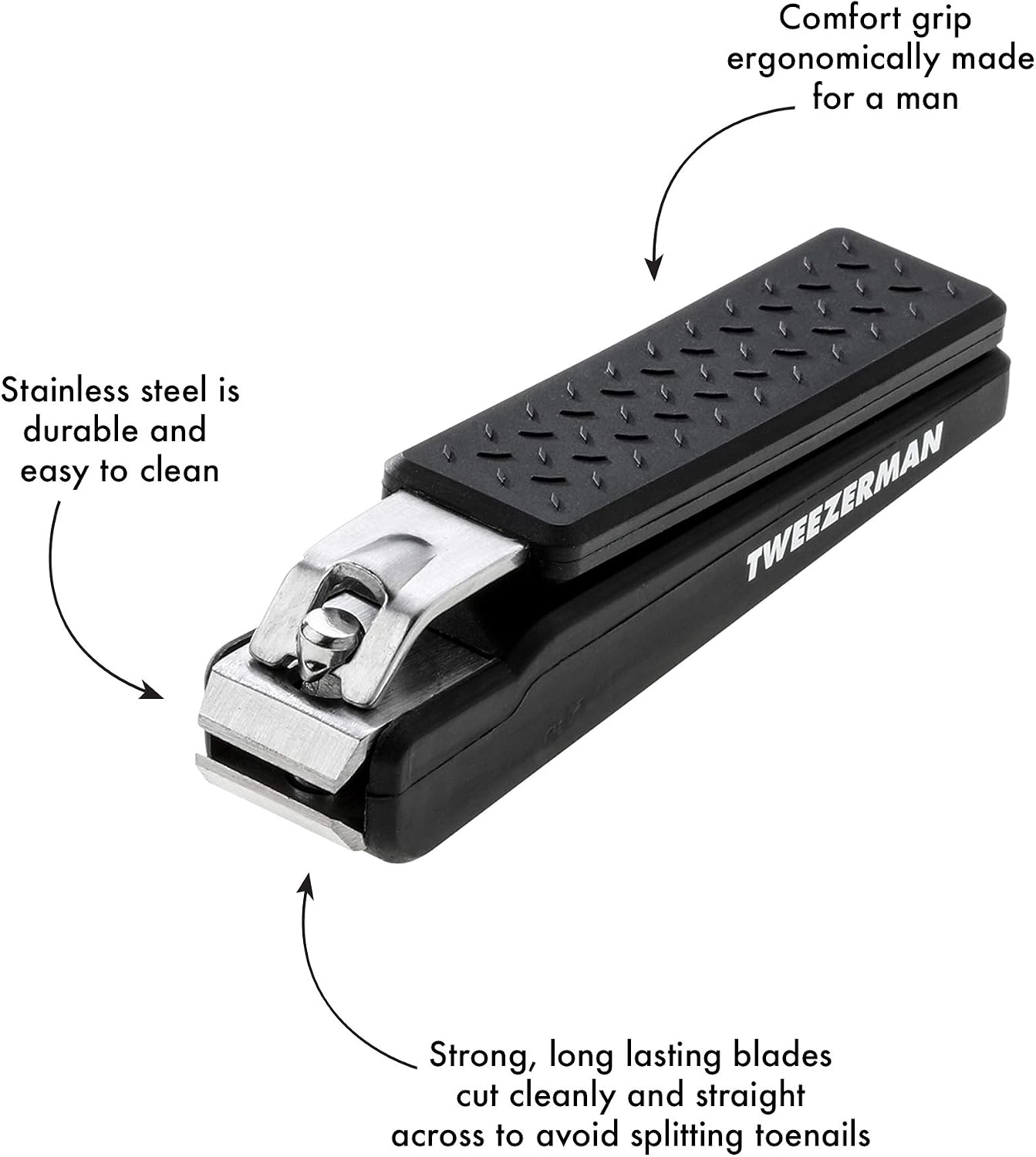 Tweezerman Heavy Duty Precision Grip Toenail Clipper with Nail Catcher (Pack of 1), Black - Image 5