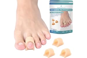 Byehambuni Hammer Toe Straightener, 6 Pack Hammer Toe Corrector for Women, Gel Toe Splints, for Curled, Crooked, Bent, Claw, Hammertoes, for Women and Men, Medium Sizes (Beige)