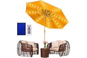POOCCI Solar Patio Umbrella Lights 8 Lighting Mode String Lights with Remote Control Umbrella Lights Solar Powered Waterproof Outdoor for Patio Umbrellas Outdoor Use Camping Tents Decorate Warm White
