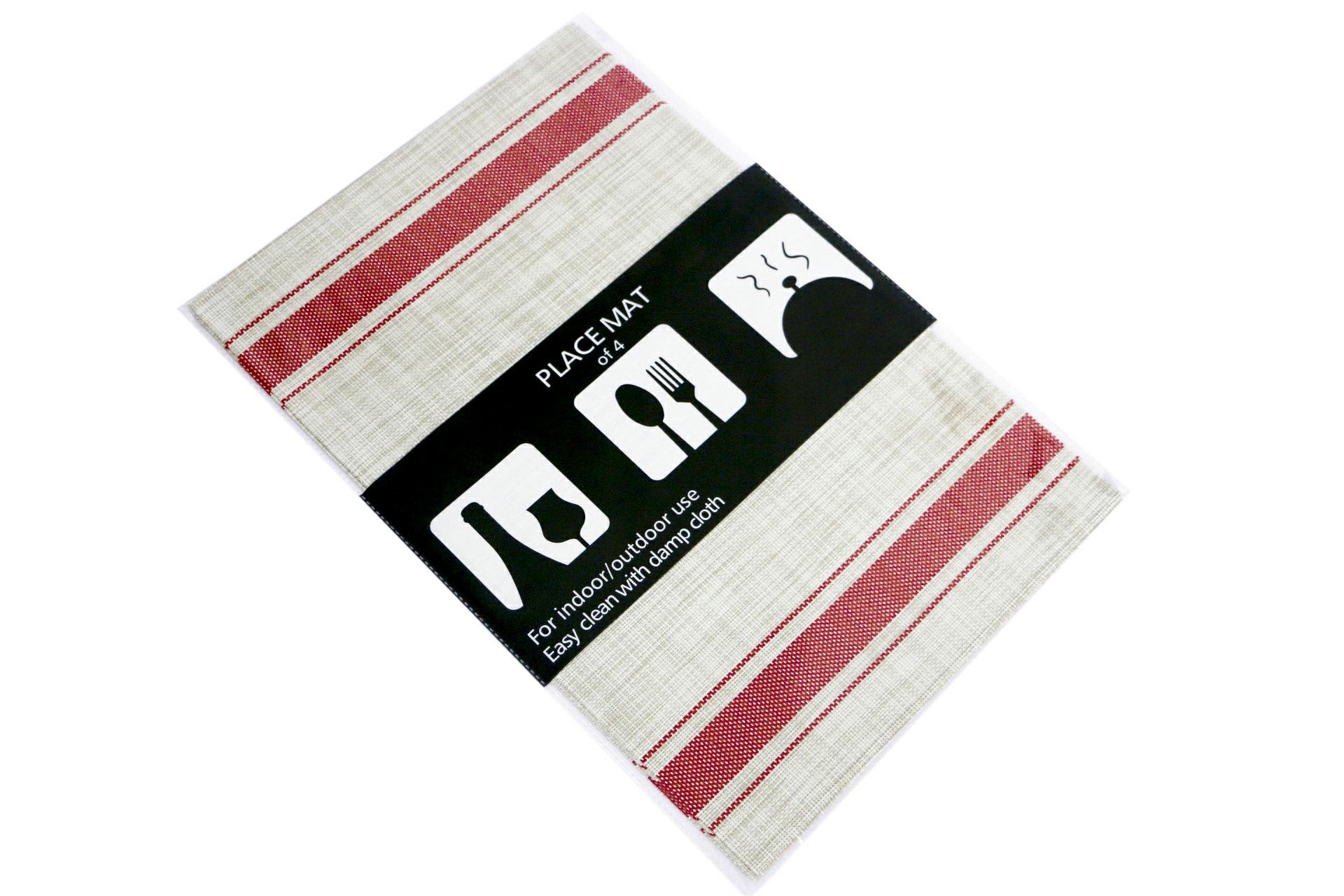 Placemat, Fashion European Style PVC Placemat Non-slip Insulation Placemat Washable Table Mats Set of 4 (Red)