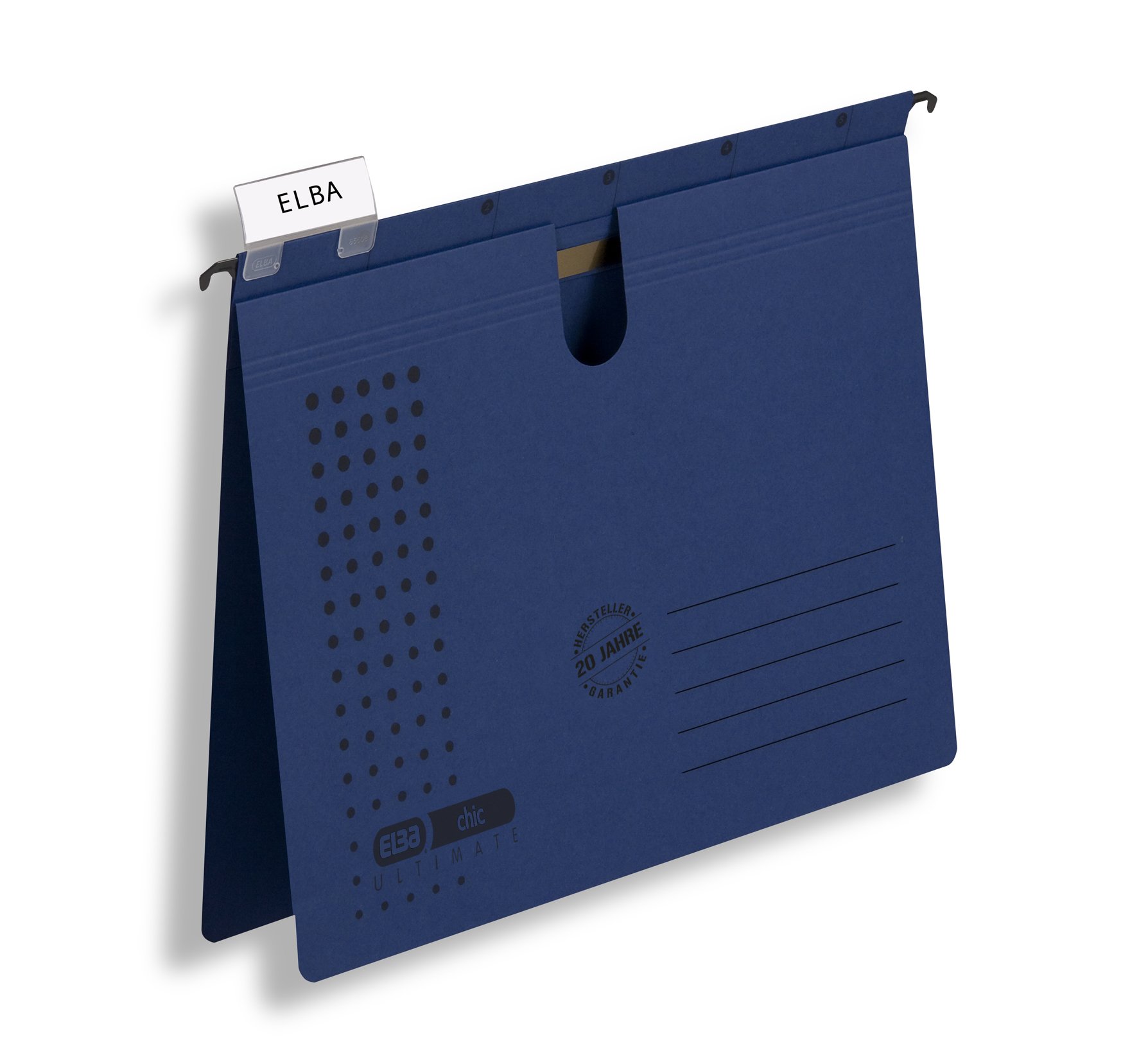 Elba Chic Ultimate 85741AZ Suspension File Folder Thumb Hole Loose Leaf System Pack of 25 Anthracite Suspension File Chic Ultimate®, Commercial Filing Dark Blue