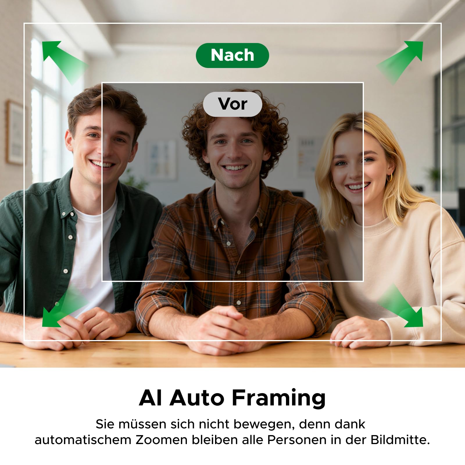 UGREEN FineCam Pro 4K Webcam mit 1/2" Sensor, AI Framing, KI-Gestensteuerung, 7 Filteroptionen, KI-Rauschunterdrückung, PDAF Autofokus, PC Kamera für Live-Streaming, Videokonferenzen, Zoom, Switch 2 6