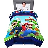 Franco MJ8638 Kids Bedding Soft Comforter, Twin Size 64” x 86”, Super Mario