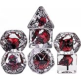 UDIXI Skull DND Dice Set, 7pcs Resin RPG D&amp;D Dice Set for Role Playing Game and Other Tabletop Games (Red)