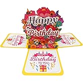Akeydeco 3D Pop Up Birthday Cards,Birthday Pop Up Greeting Cards Laser Cut Happy Birthday Cards Including Envelopes Best for Mom,Wife,Sister, Boy,Girl,Friends 1 Pack
