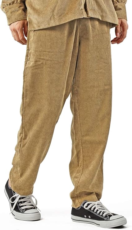 Amazon イナセ メンズ シェフパンツ テーパードパンツ 無地 コーデュロイ ワイド ロングパンツ 通販