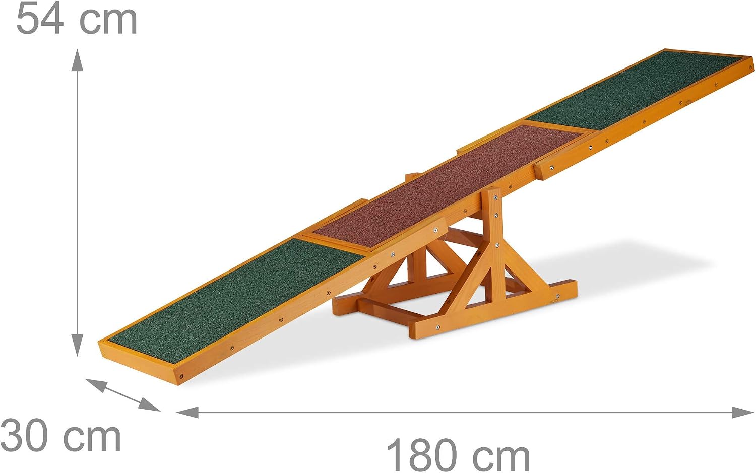 Relaxdays Colourful Wooden Pet Seesaw for Big and Small Dogs Equipment for Agility and Obedience Training 54 x 180 x 30 cm, Brown - Image 5