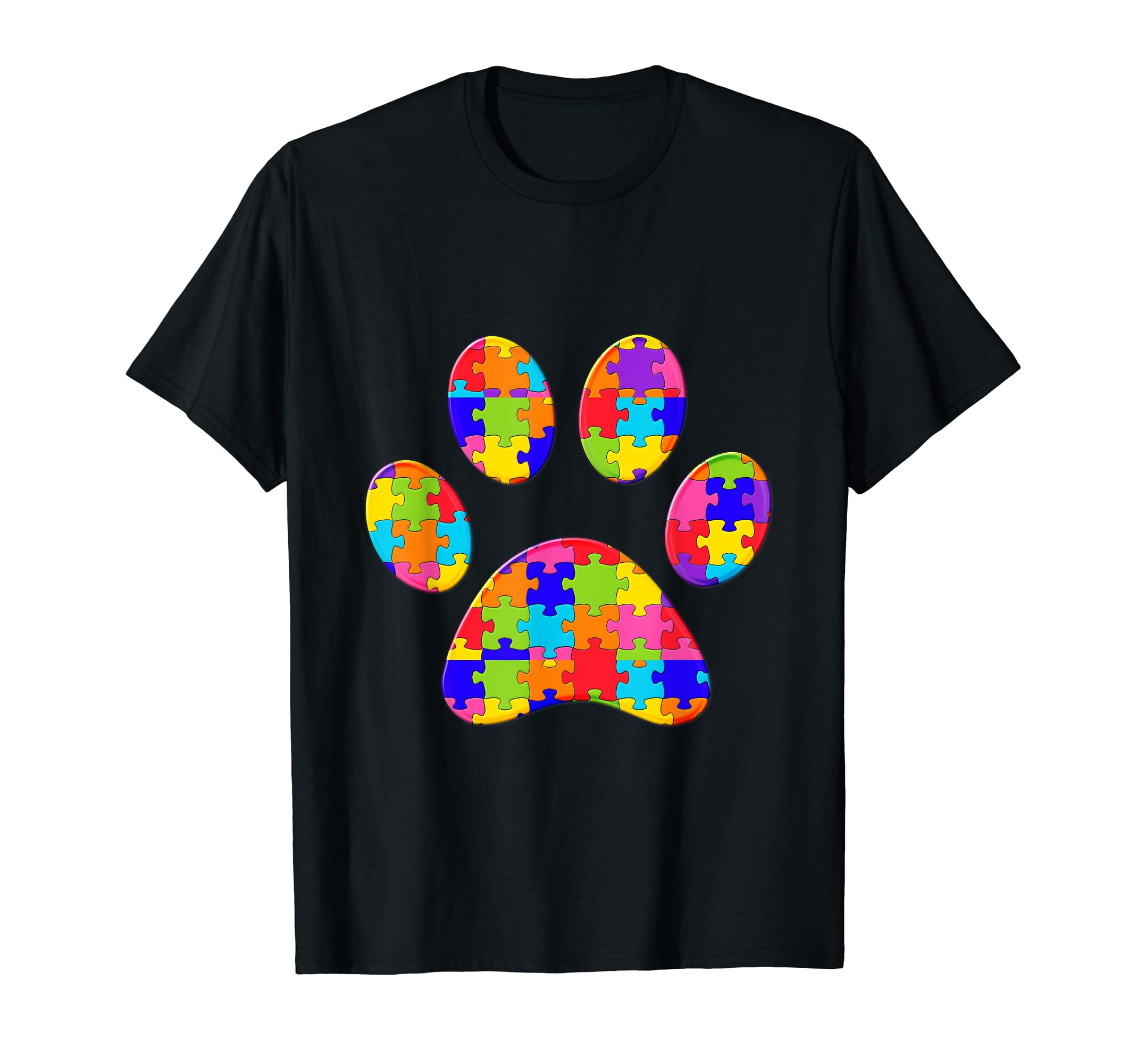 Footprint Paw dog Jigsaw Autism Puzzle T-Shirt