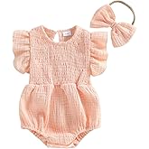 Kavousa Baby Girl Summer Outfit Newborn Girl Bubble Romper Short Sleeve Jumpsuit Cute Infant Spring Clothing