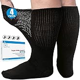 Bulinlulu Extra Width Diabetic Socks Men Women-4 Pairs Wide Bariatric Sock for Swollen Feet,Cast,Edema,Lymphedema Socks 13-15(4 Pairs Black)