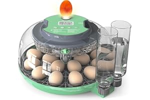 UNIMAXLINK 18 Egg Incubator, Automatic Egg Turning and Humidity Control, Incubators for Hatching Eggs, 2 Size Egg Trays with Egg Candler Temperature Control Hatching Chicken Quail Duck Turkey Goose