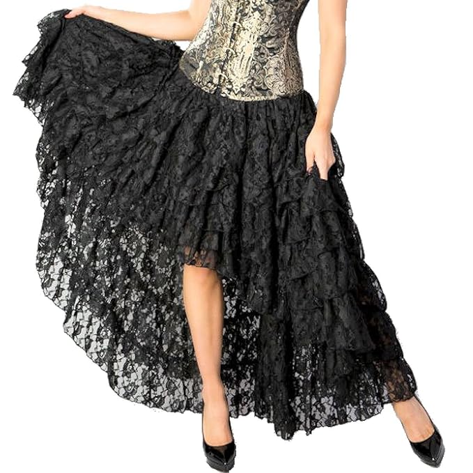 Gothic Womens Skirt Steampunk Ruffles Skirt Pirate Skirt Corset Waist Half Skirt