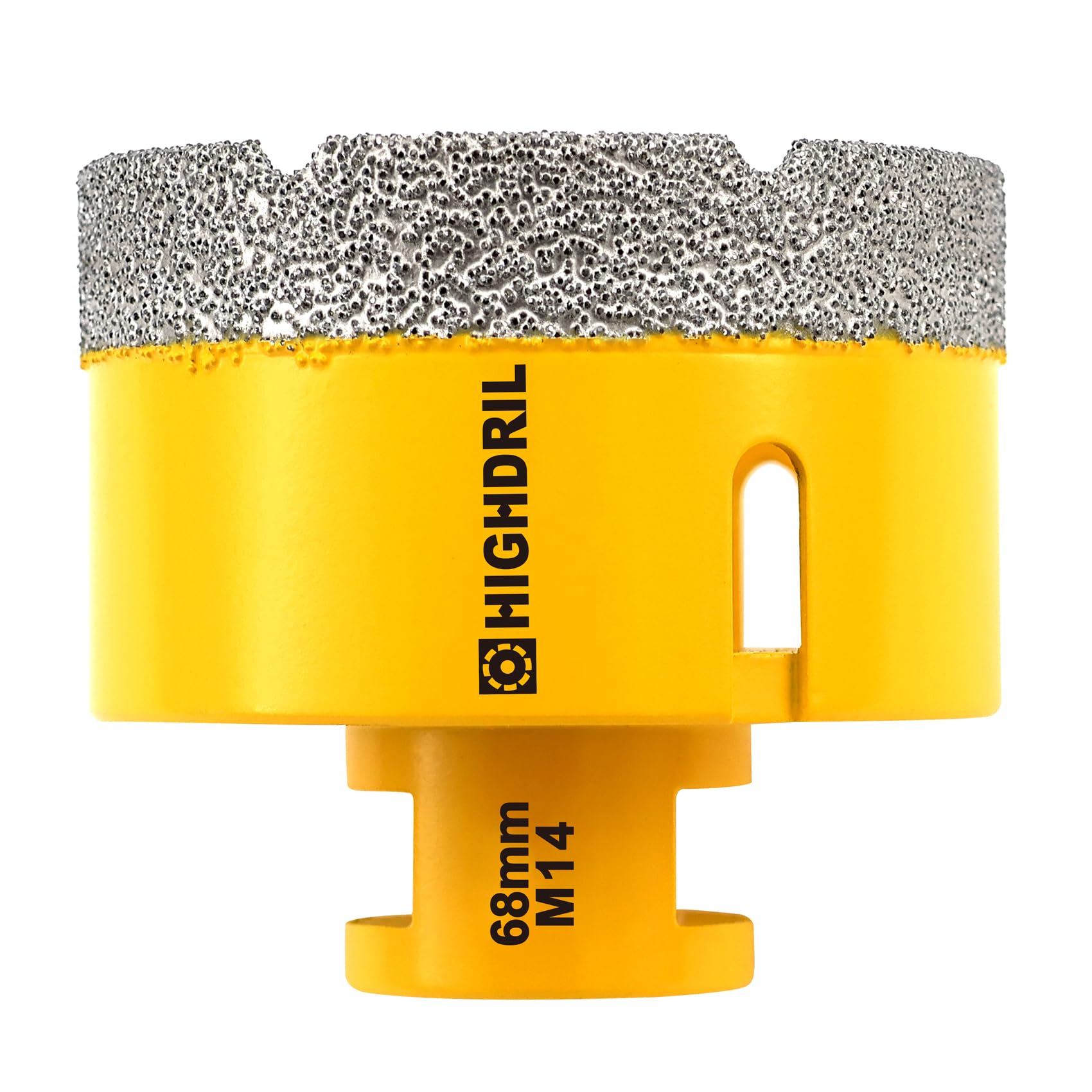 HIGHDRIL Diamond Core Drill Bit - 2-11/16"(68mm) with M14 Thread Dry drilling for Porcelain Tile Ceramic Granite Marble Stone Masonry Brick for Angle Grinders