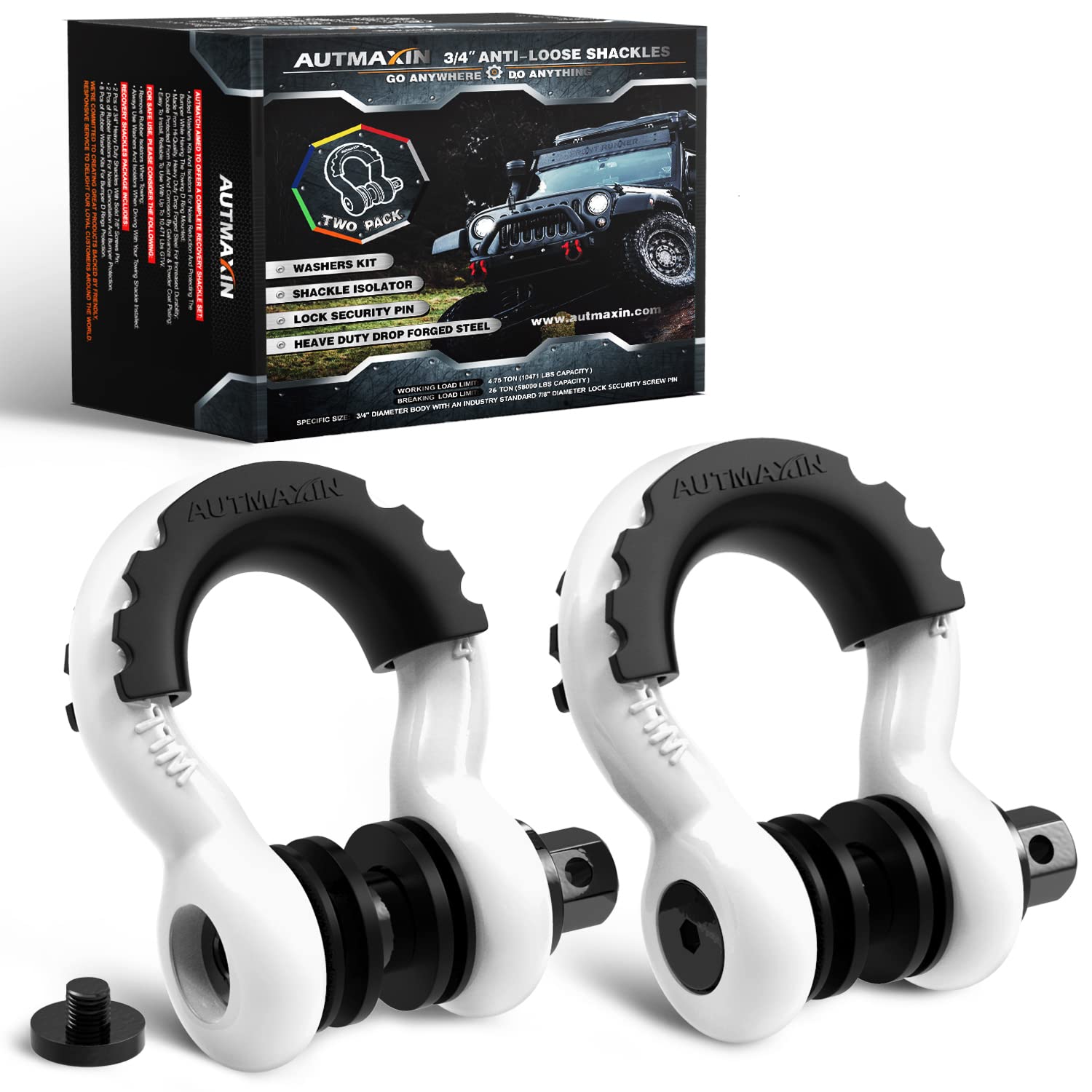 AUTMAXIN D Ring Shackles 3/4" Shackle